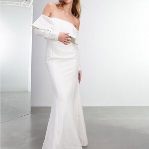 ASOS EDITION Everly off shoulder long sleeve crepe wedding dress